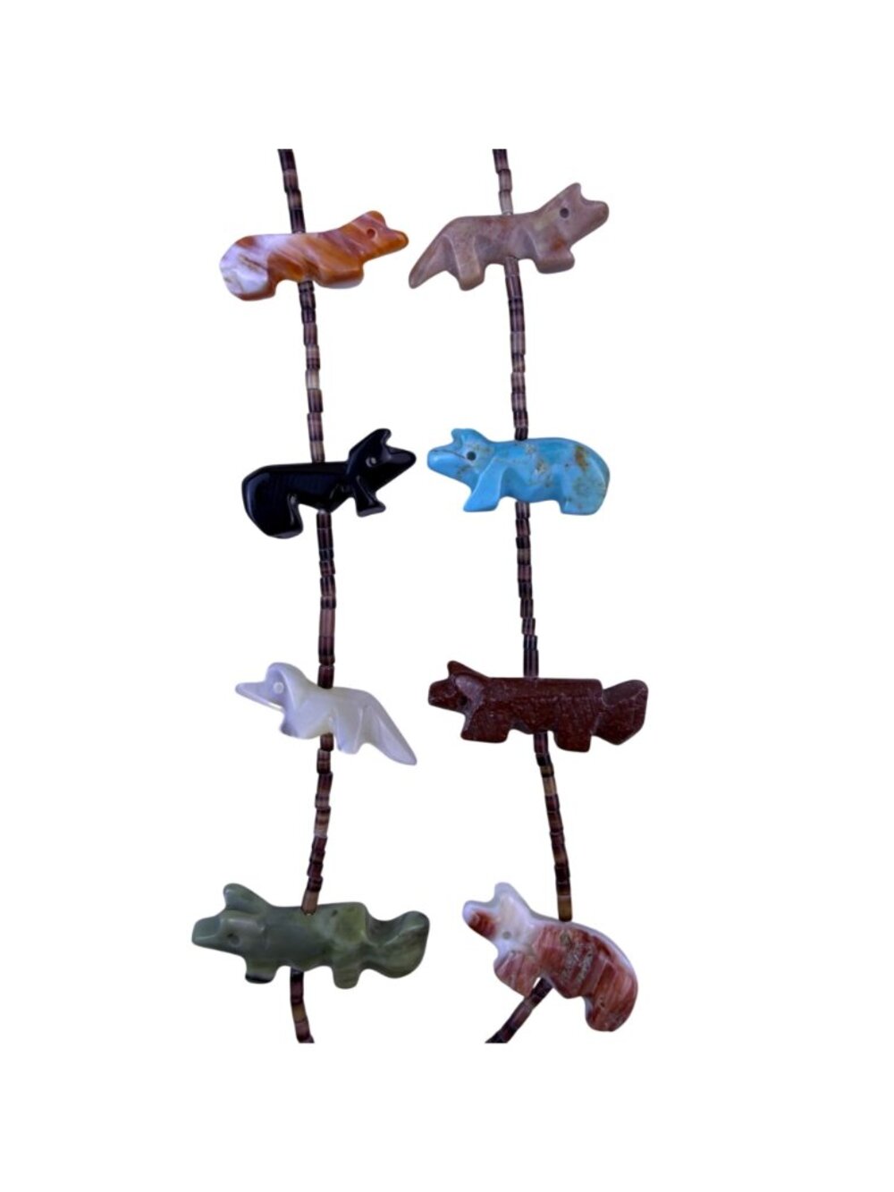Native American Multicolor Stone Necklace With Animal Carvings & Thunderbird - Picture 4 of 6